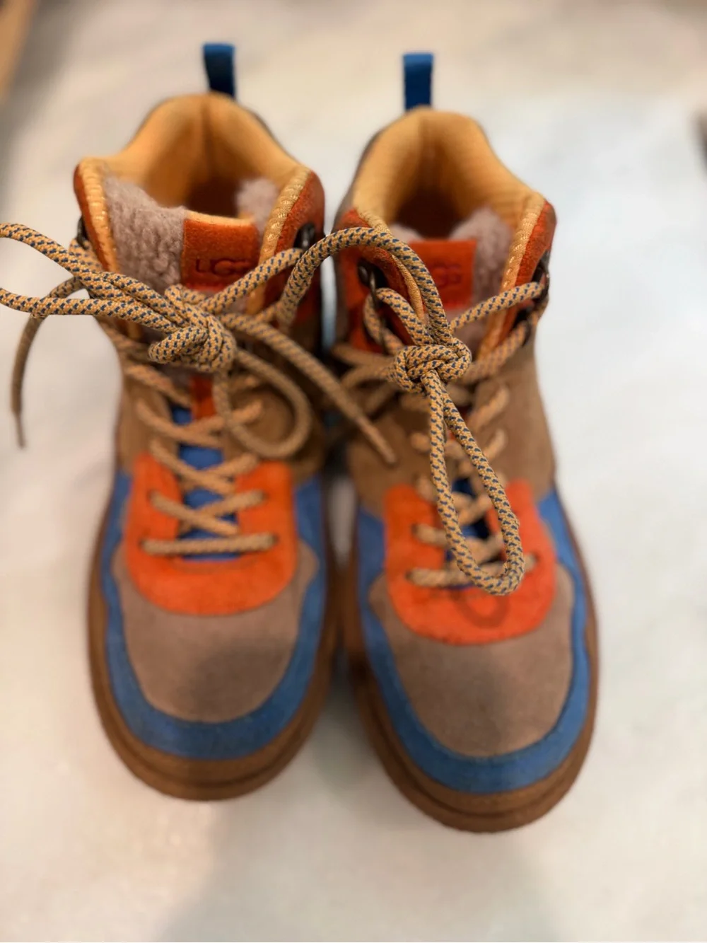 UGG Kids Highland Hi Heritage Boots Colorblock Suede Lace-Up Youth Size 3